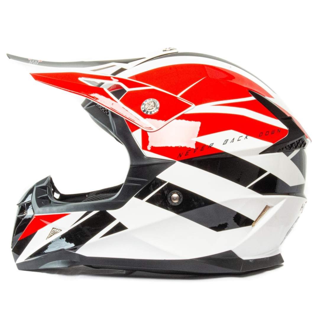 Шлем мото кроссовый HIZER 915 №9 (L) white/red/black